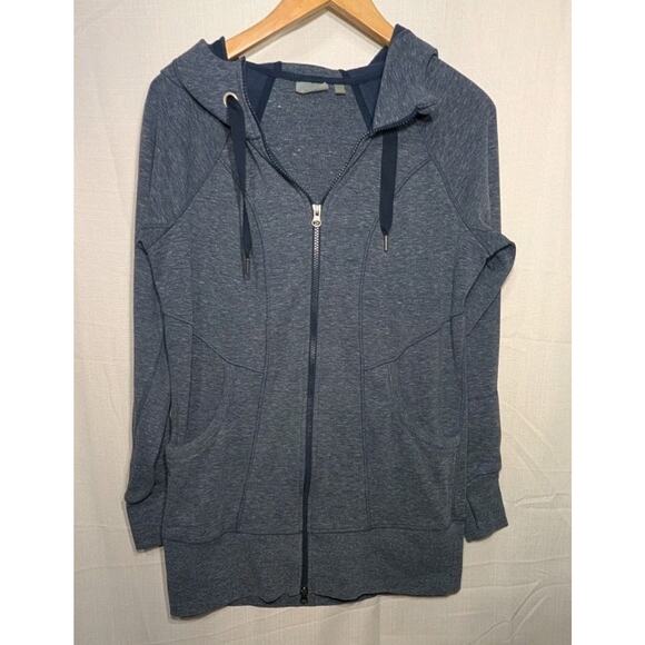 Athleta Women's CYA Strength Hoodie 2 Sz Large Navy Heather Space Dye #721862 - Picture 3 of 9